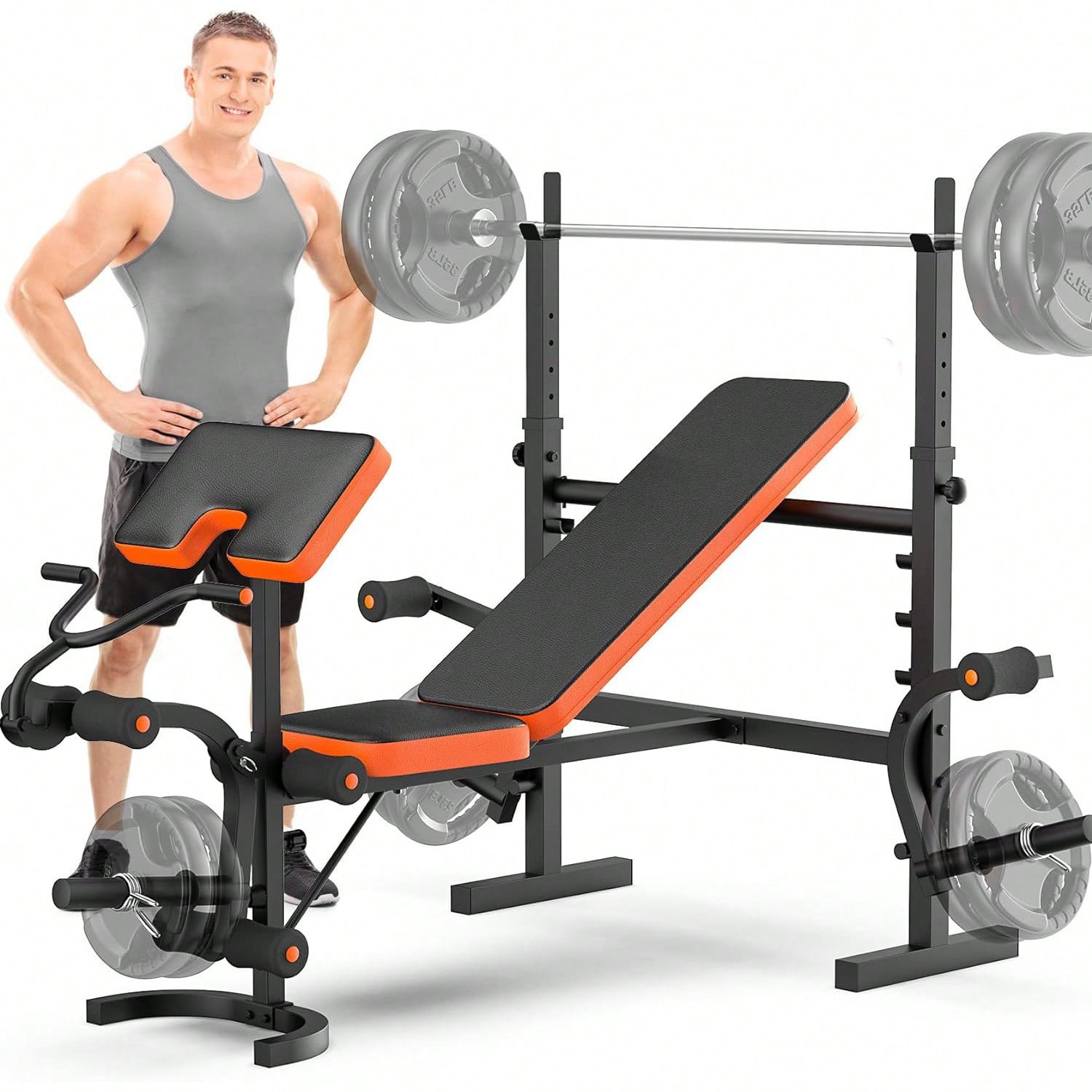 Home Gym With Leg Press - GIKPAL Weight Bench, Bench Press Set
