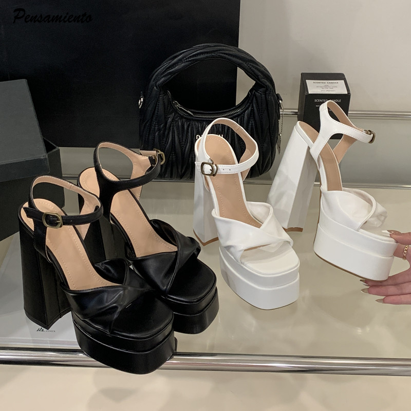 Ankle Strap Attachment - Star style Fashion Double Platform Wedges