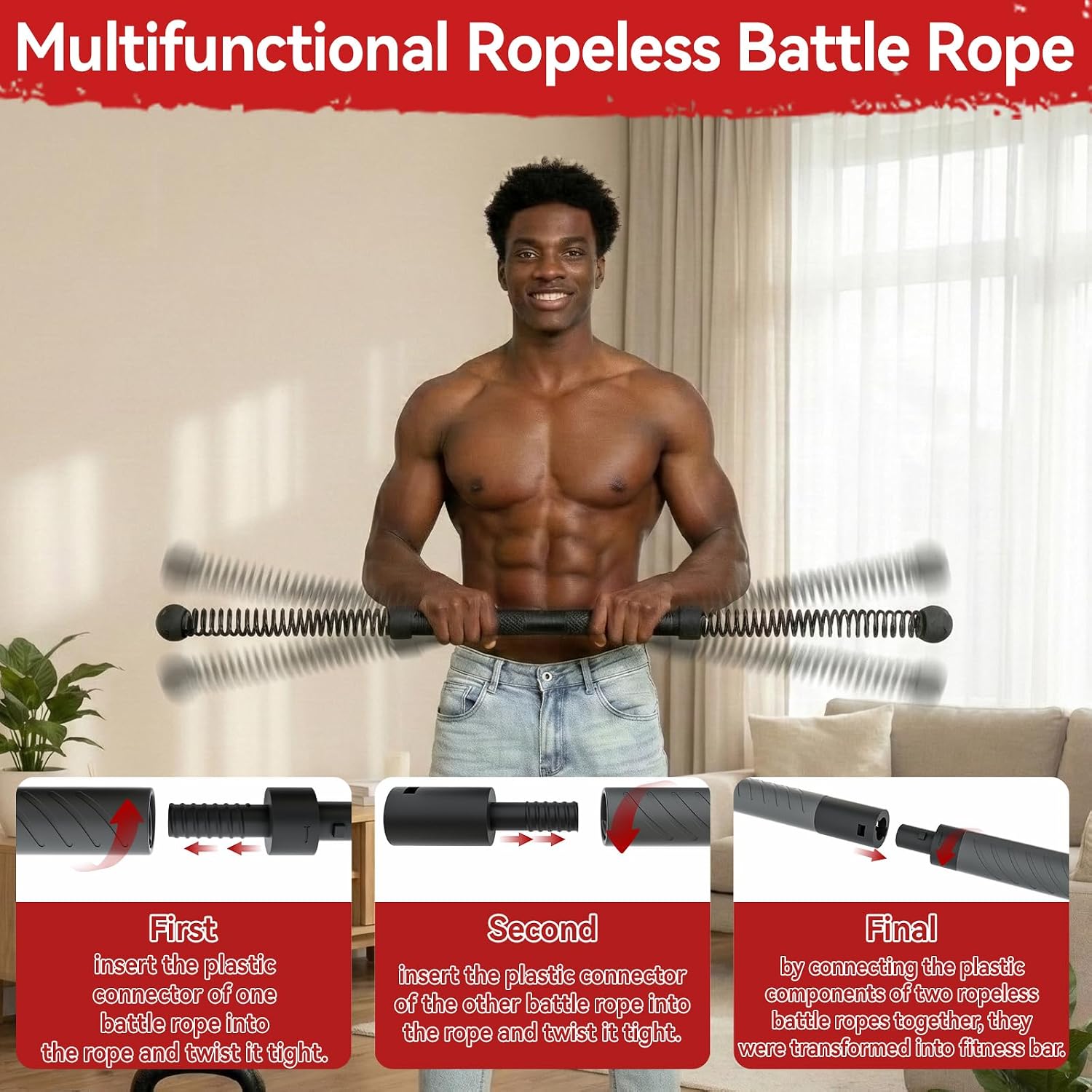 2-in-1 Upgraded Cordless Battl - огляд і ціна Battle Rope Heavy