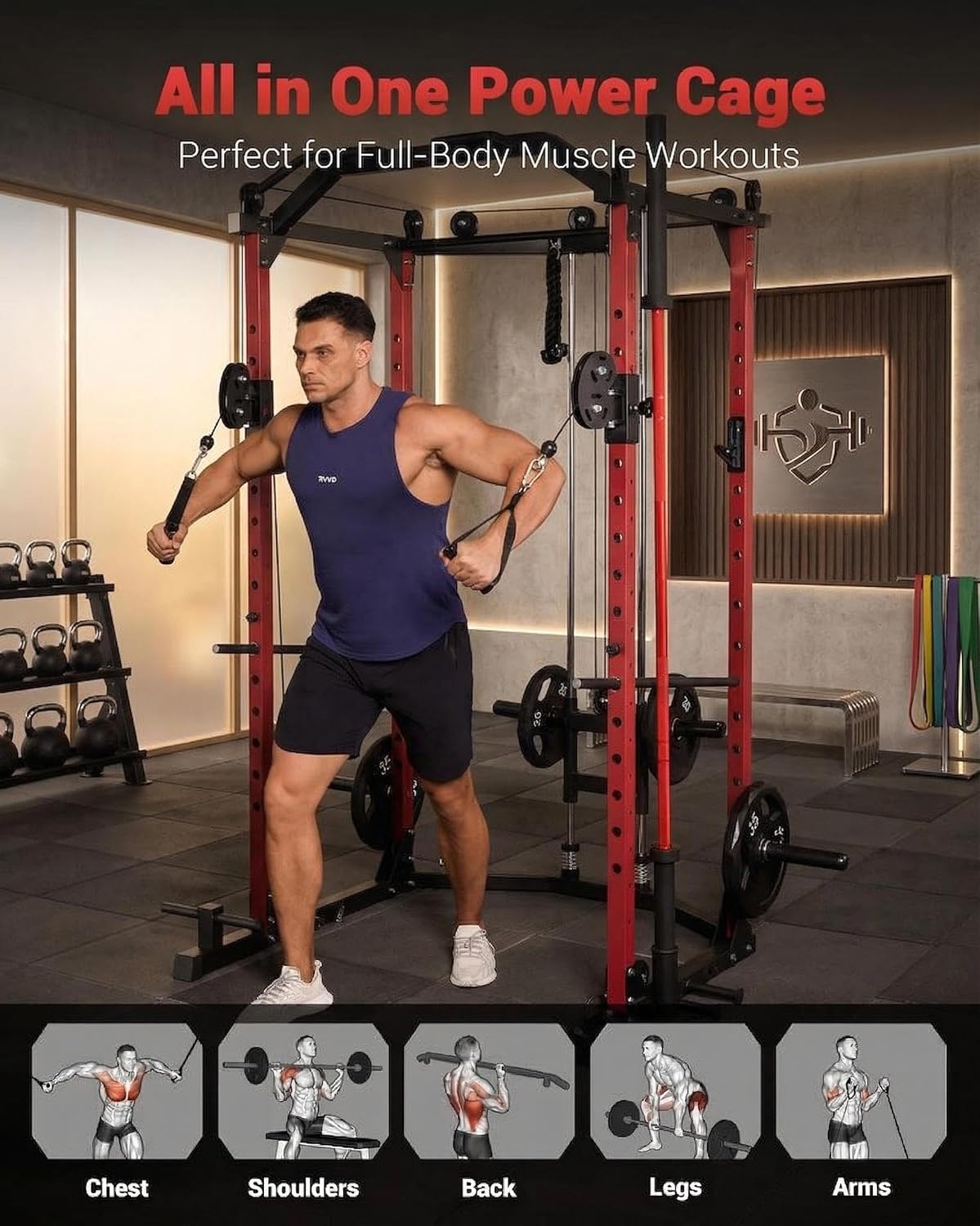 Power Cage, Multi-Functional P - огляд і ціна Home Gym Rack With Cables