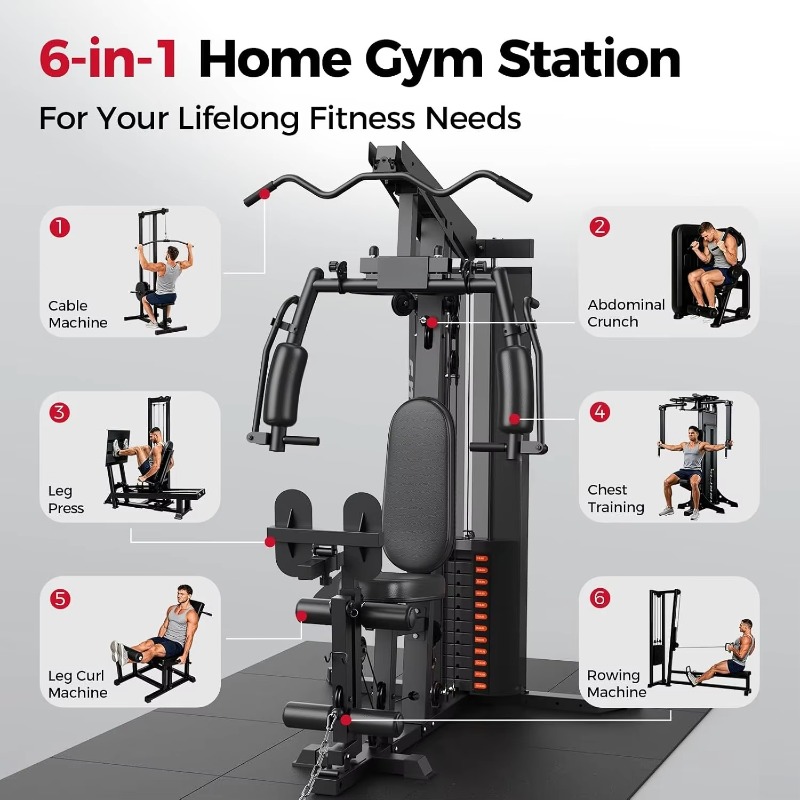 150lb Weight Stack Multifuncti - огляд і ціна Home Gym With Leg Press